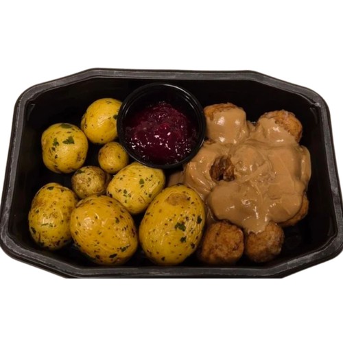 Köttbullar med Potatis, Brunsås och Lingonsylt