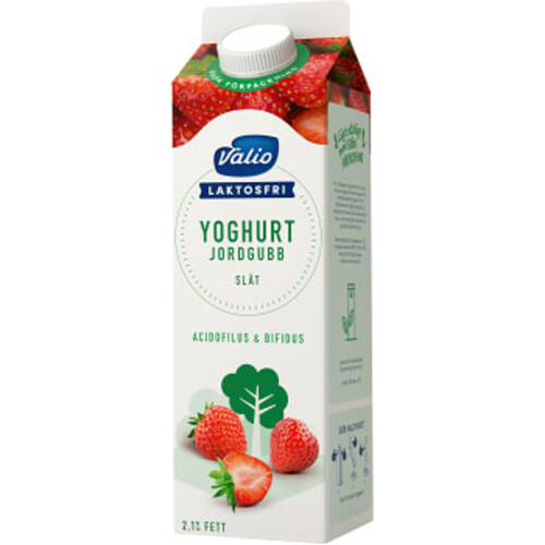 Yoghurt Jordgubb Laktosfri 2,1% 1000g Valio