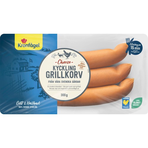 Grillkorv Kyckling Chorizo 300g Kronfågel