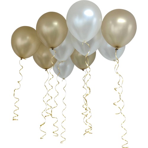 Ballong 10-p m band vit/guld 30cm Festive