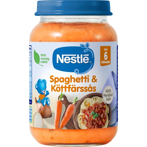 Barnmat Spaghetti & köttfärssås 6m 190g Nestle