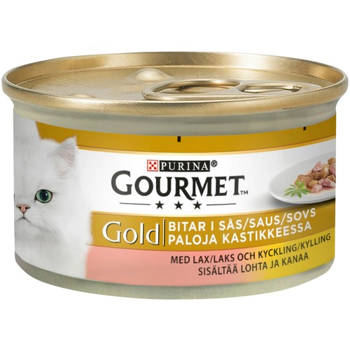 Kattmat Lax & kyckling i sås 85g Gourmet