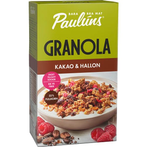 Granola Kakao & hallon 450g Paulúns