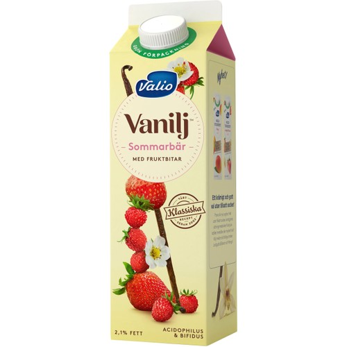 Vaniljyoghurt Sommarbär 2,1% 1000g Valio