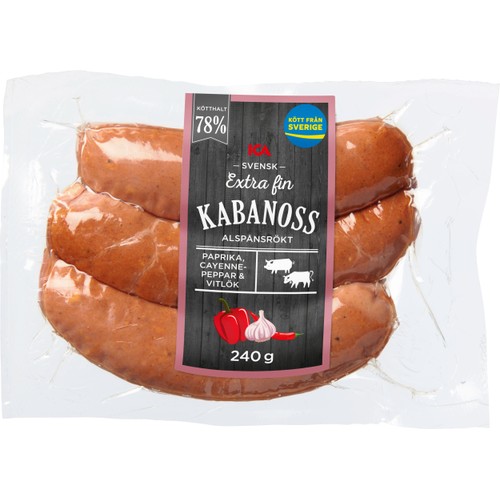 Kabanoss Extra Fin 78% Kötthalt 240g ICA