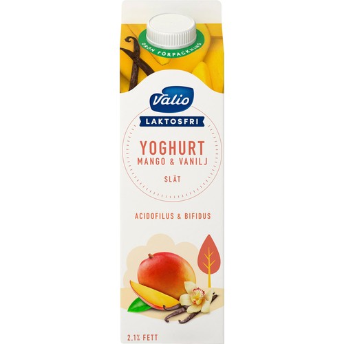 Yoghurt Mango & vanilj Slät Laktosfri 2,1% 1l Valio Eila