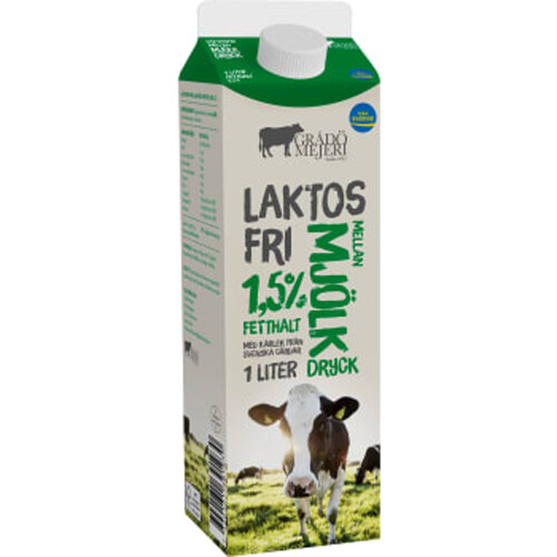 Mellanmjölk 1,5% Laktosfri 1l Grådö Mejeri