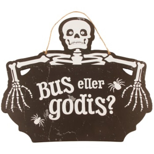 Skelettskylt Bus eller Godis 30,5cm