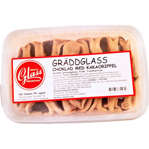 Gräddglass Choklad Med Kakaorippel 1000ml Bohlins Glass