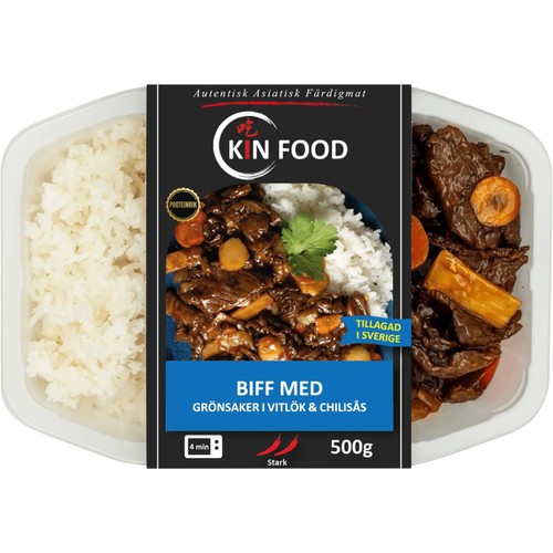 Färdigmat Thai Ryggbiff med Grönsaker i Vitlök och Chilisås 500g Kin Food