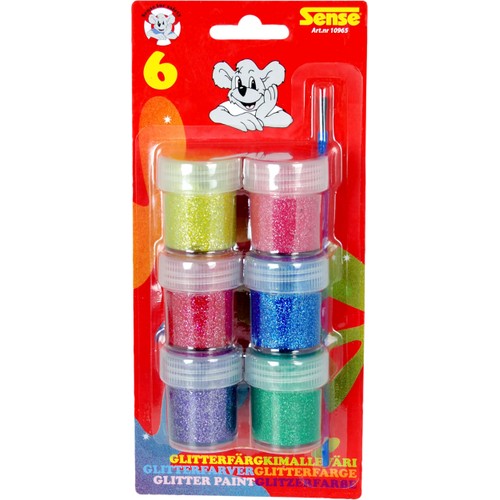 Glitterfärg med pensel 6-p Sense