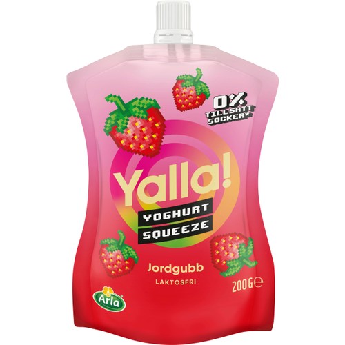 Drickyoghurt squeeze Jordgubb Laktosfri 3% 200g Yalla