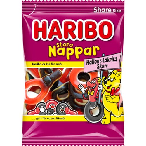 Stora Nappar Hallon & Lakritsskum 170g Haribo
