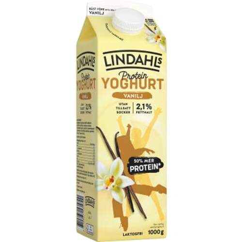Protein Yoghurt Vanilj Laktosfri 2,1% 1000g Lindahls