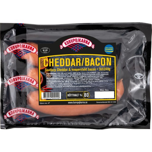 Kryddkorv Cheddar/Bacon 240g Korvpojkarna