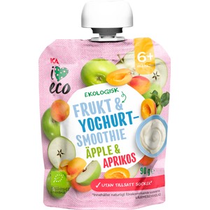 Frukt & Yoghurtsmoothie äpple & aprikos 6m 90g ICA I love eco