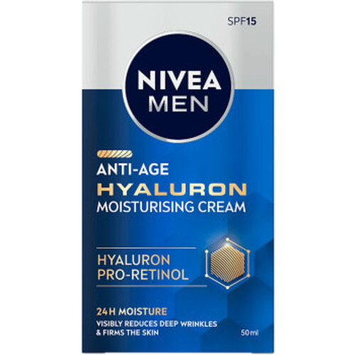 Ansiktskräm Anti Age Hyaluron Face Cream SPF15 50ml Miljömärkt Nivea Men