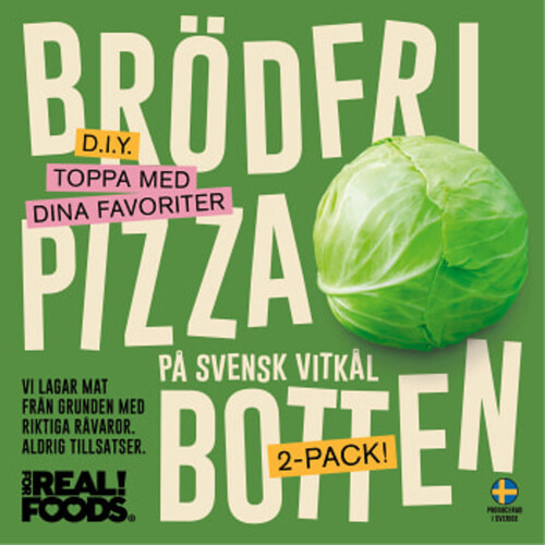 Brödfria Pizzabottnar På Vitkål 2-pack 240g For Real! Foods