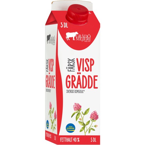 Vispgrädde 40% 5dl Grådö Mejeri