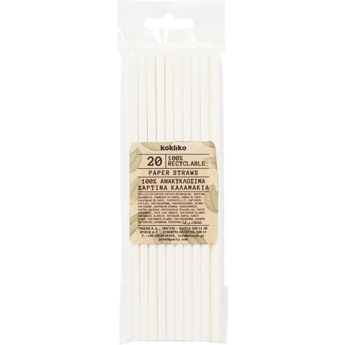 Sugrör Papper Vit 20-p