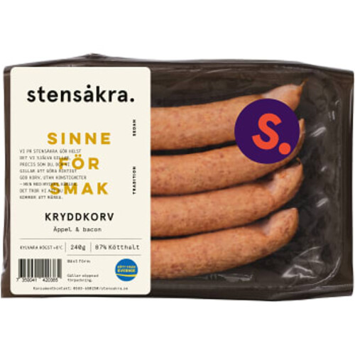 Kryddkorv Äppel Bacon 87% Kötthalt 240g Stensåkra