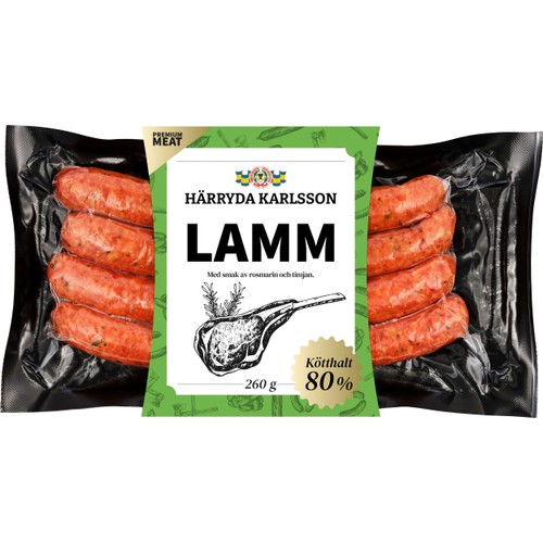 Lammkorv Rosmarin 80% Kötthalt 260g Härryda Karlsson