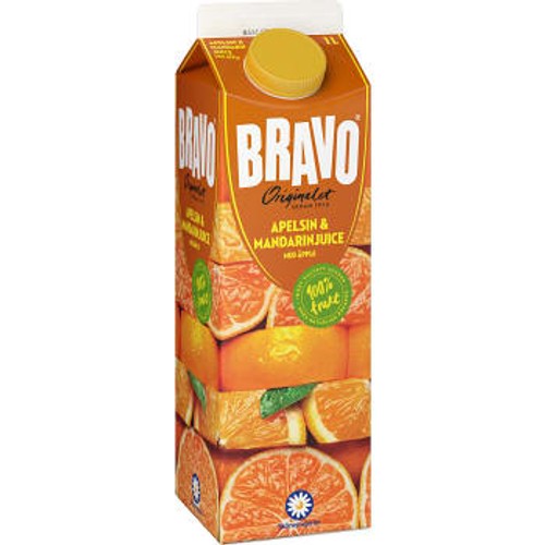 Apelsin äpple & mandarinjuice 1l Miljömärkt Bravo