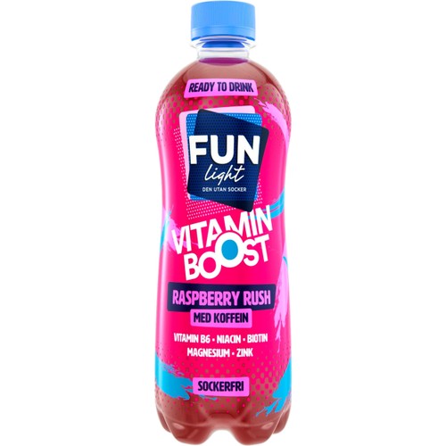 Sockerfri Dryck Vitamin Boost Raspberry Rush 500ml Fun Light