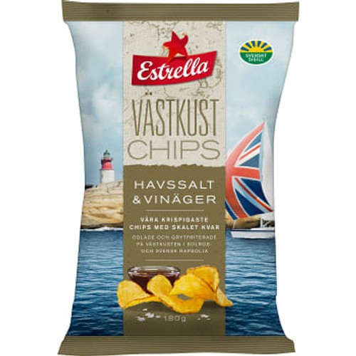Västkustchips Havssalt & Vinäger 180g Estrella