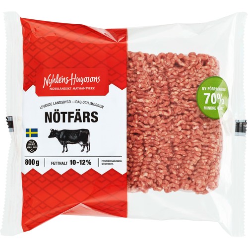 Nötfärs Fethalt 10-12% 800g Nyhléns Hugosons