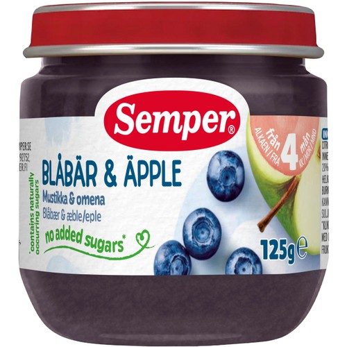 Blåbär & äpple 4m 125g Semper