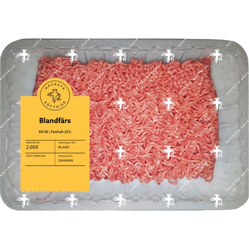 Blandfärs Färsk 50/50 22% import ca 2kg Hacksta Köttdisk
