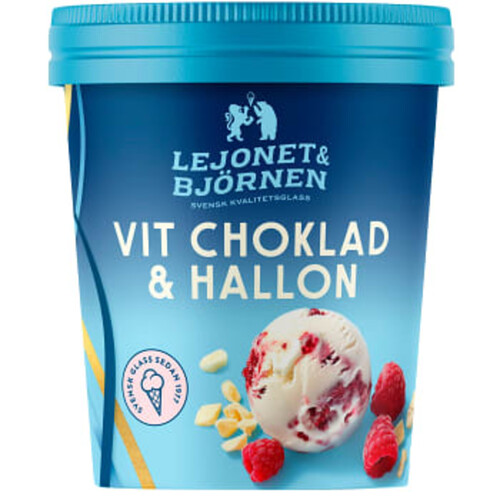 Vit choklad & hallon 500ml Lejonet&Björnen