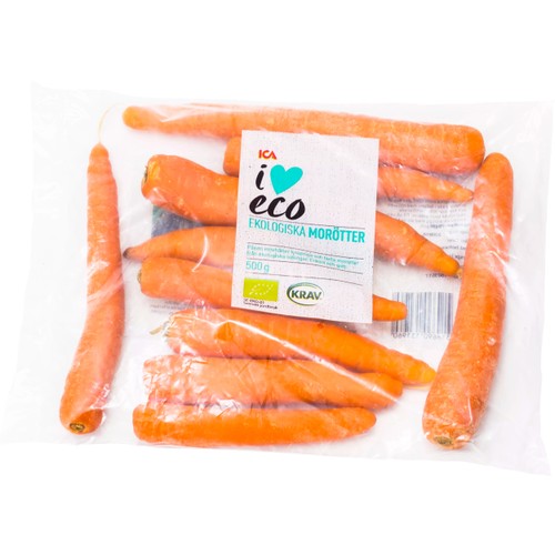 Morötter Ekologiska 1kg KRAV Klass 1 ICA I love eco