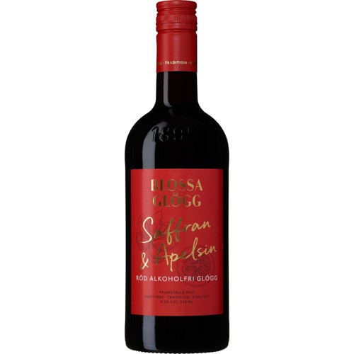 Glögg Röd Alkoholfri med smak av saffran och apelsin 0,5% 75cl Blossa