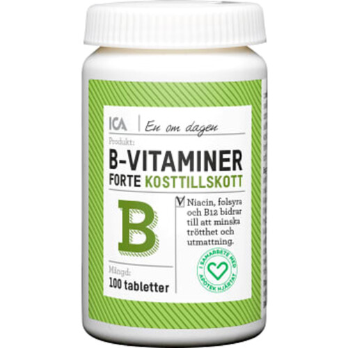 Kosttillskott B-Vitaminer 100st ICA Hjärtat