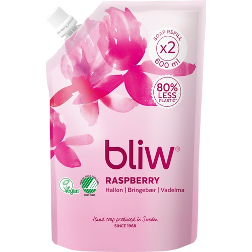 Handtvål Rödklöver Hallon refill flytande 600ml Bliw
