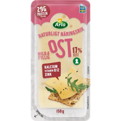 Ost Mild & Fyllig 17% skivad 150g Arla