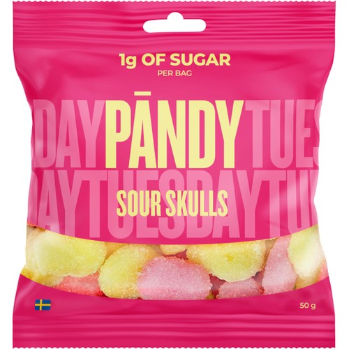 Godispåse Gelé Candy Sour Skulls 50g Pändy