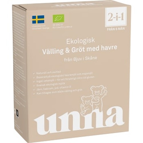 Vällling & gröt med Havre eko 2in1 6 mån 300g Unna