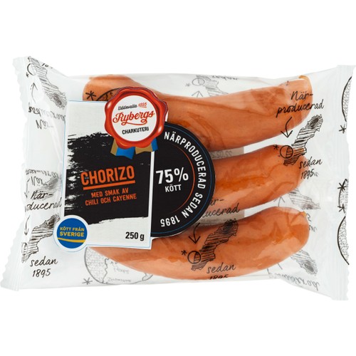 Kryddkorv Chorizo 75% Kötthalt 250g Rybergs