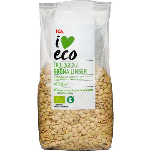 Gröna linser 400g KRAV ICA I love eco