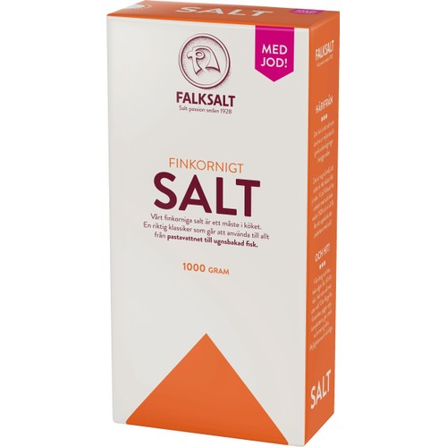 Finkornigt Hushållssalt med jod 1kg Falksalt