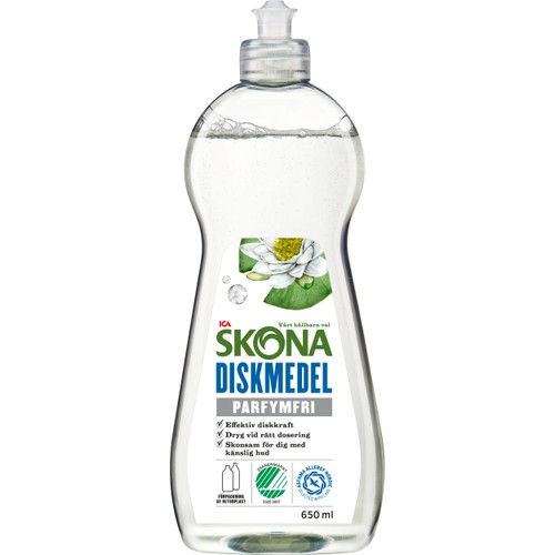 Handdiskmedel Parfymfri 650ml Miljömärkt ICA Skona