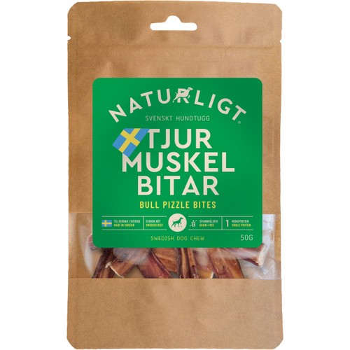 Hundgodis Naturligt Tjurmuskelbitar 50g Naturligt