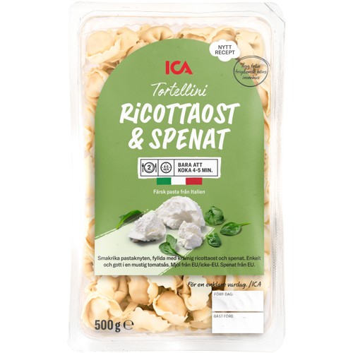 Pasta Tortellini Ricottaost och Spenat Färsk 500g ICA