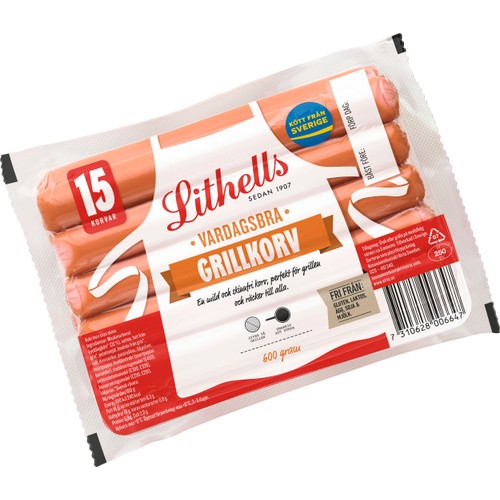 Grillkorv Vardagsbra 600g Lithells