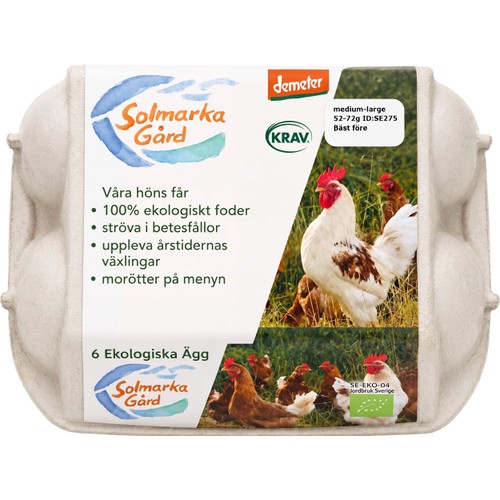 Ägg Eko M/L 6st KRAV Solmarka Gård