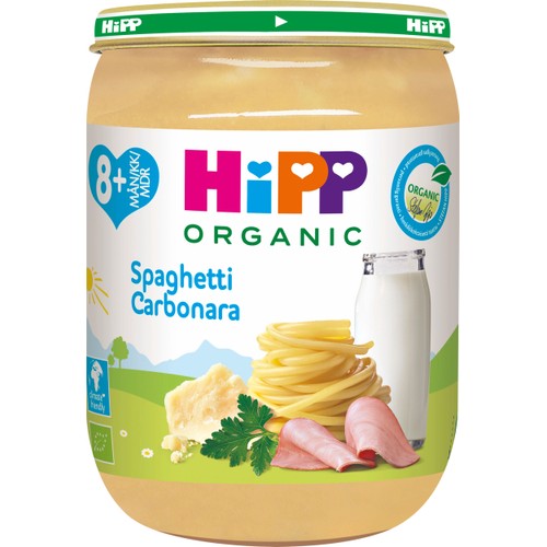 Spaghetti carbonara 8m Eko 190g Hipp