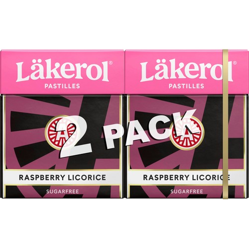 Halstabletter Raspberry Licorice Sockerfri 2-p 50g Läkerol